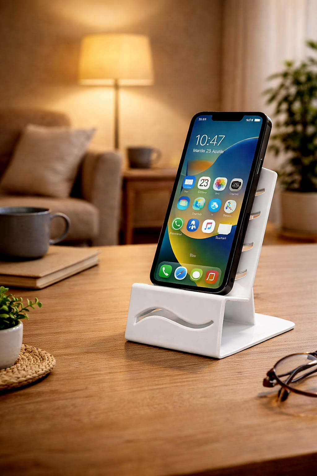 Portasmartphone in metallo bianco